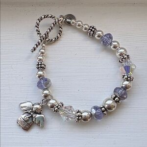 Sterling silver & Swarovski NEW crystal little girls angel bracelet, purple